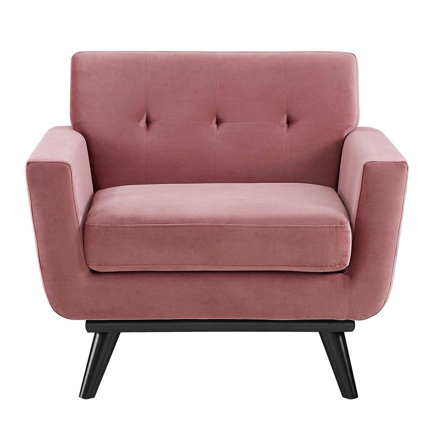 Modway Engage Modern Tufted Back Performance Velvet Armchair In Dusty Rose Pink